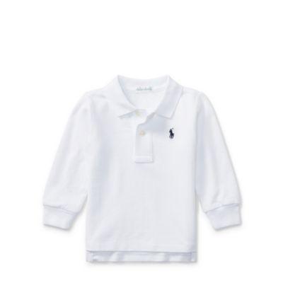 Ralph Lauren Cotton Mesh Long-sleeve Polo White 6m