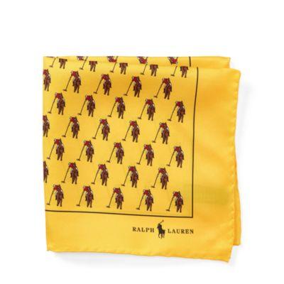 Ralph Lauren Polo Player Silk Pocket Square Yellow