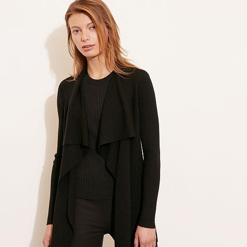 Ralph Lauren Lauren Ribbed Merino Wool Cardigan Black