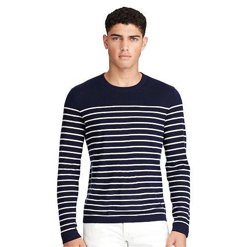 Polo Ralph Lauren Cashmere Crewneck Sweater Navy/white Stripe