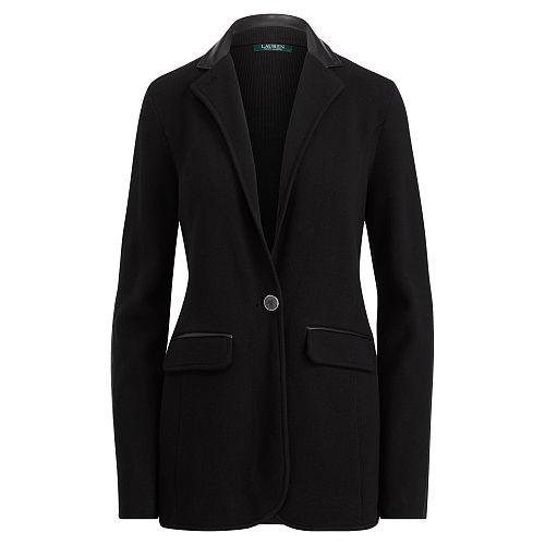 Ralph Lauren Lauren Petite Leather-trim Cotton Blazer