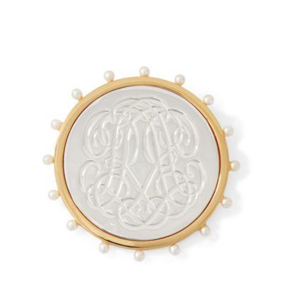 Ralph Lauren Rr-engraved Brooch Gold/pearl