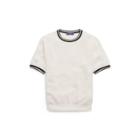 Ralph Lauren Cotton Mesh Crewneck Sweater Cream W/ Black