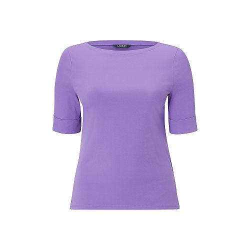 Ralph Lauren Lauren Woman Stretch Cotton Boatneck Tee Deep Lilac