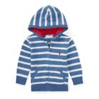 Ralph Lauren Striped Cotton Full-zip Hoodie Denim Heather 18m