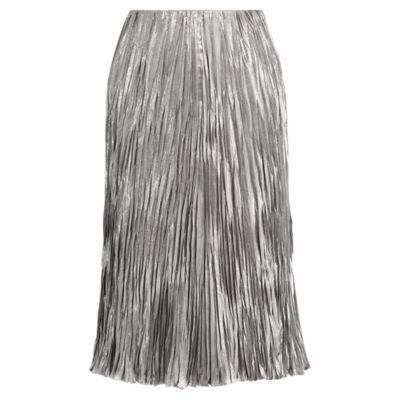 Ralph Lauren Kiernan Pleated Lam Skirt Asteroid