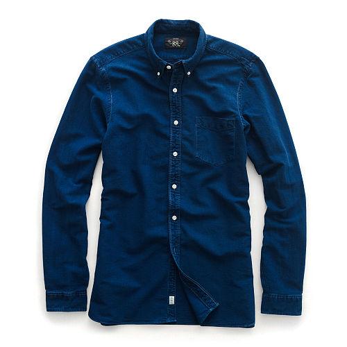 Ralph Lauren Rrl Slim Oxford Sport Shirt Rinse Blue