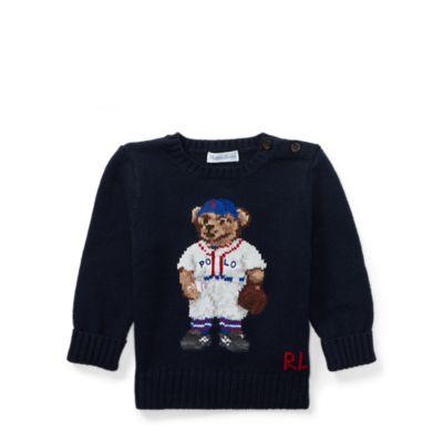 Ralph Lauren Baseball Bear Cotton Sweater Hunter Navy 18m