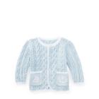 Ralph Lauren Aran-knit Cotton Cardigan Beryl Blue 18m
