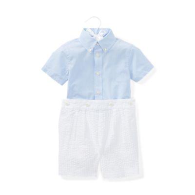 Ralph Lauren Cotton Shirt & Short Set Blue/white Multi 6m