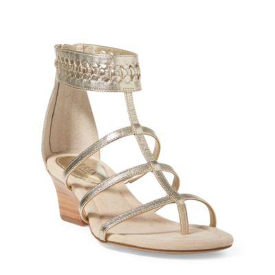 Ralph Lauren Meira Metallic Wedge Sandal Platino