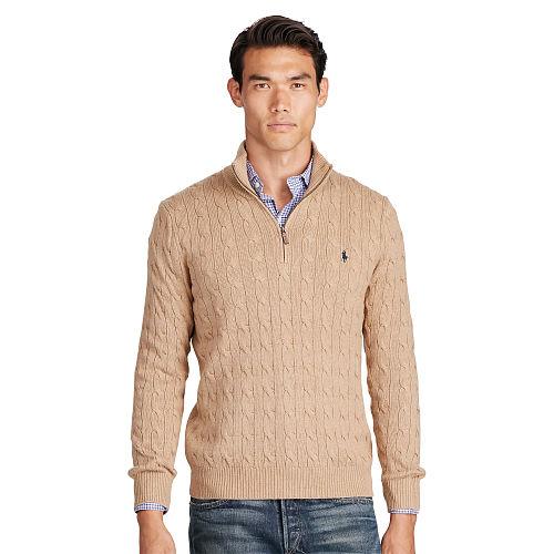 Polo Ralph Lauren Tussah Silk Half-zip Sweater Dark Beige Heather