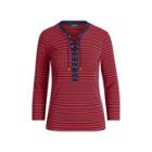 Ralph Lauren Striped Lace-up Cotton Top Navy/crimson Sp