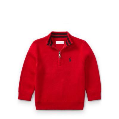 Ralph Lauren Cotton Half-zip Sweater Martin Red 24m