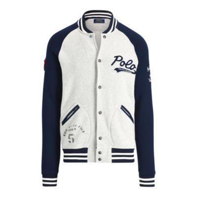 Ralph Lauren Cotton-blend-fleece Jacket Grey Heather/navy