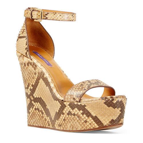 Ralph Lauren Avianna Python Platform Sandal Rl Tan