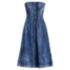 Ralph Lauren Esmee Denim Strapless Dress Stone Blue Wash