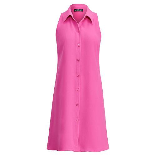 Ralph Lauren Lauren Crepe Fit-and-flare Dress Orchid Pink
