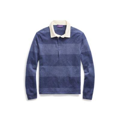 Ralph Lauren Striped Cashmere Rugby Sweater Sqd Blu/blue W Crm