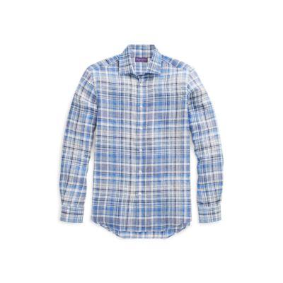 Ralph Lauren Plaid Linen Shirt Blue Multi