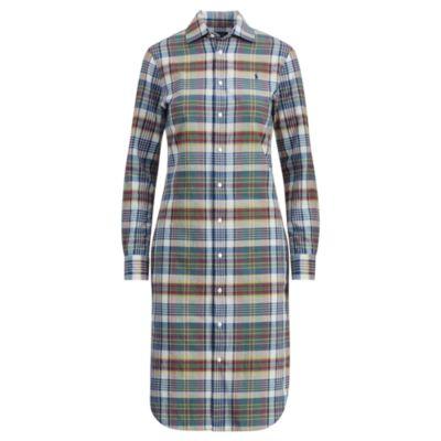 Ralph Lauren Cotton Madras Shirtdress Navy/red