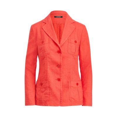 Ralph Lauren Linen 3-button Blazer Fresh Tomato 6p