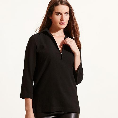 Ralph Lauren Lauren Woman Crepe Split-neck Tunic Black