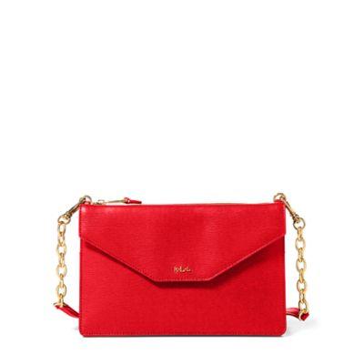 Ralph Lauren Saffiano Erika Crossbody Bag Red