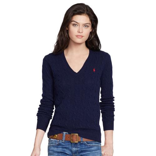 Polo Ralph Lauren Cable V-neck Sweater Hunter Navy