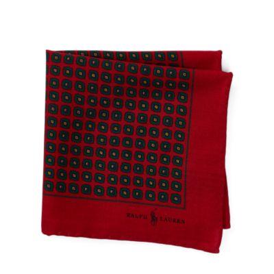 Ralph Lauren Wool Challis Pocket Square Red