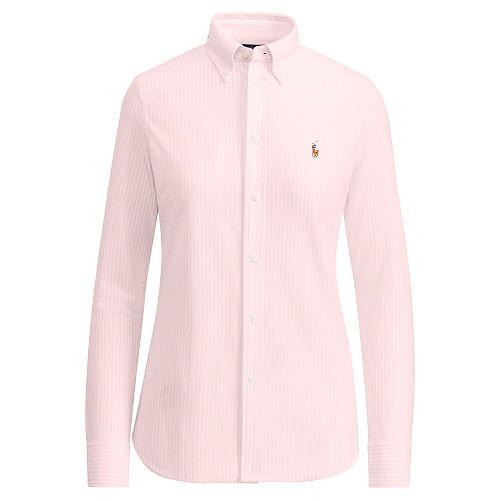 Polo Ralph Lauren Striped Knit Oxford Shirt Pink Stripe