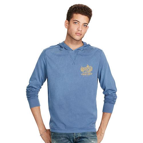 Ralph Lauren Denim & Supply Cotton Jersey Hooded Tee River Blue The Thrill