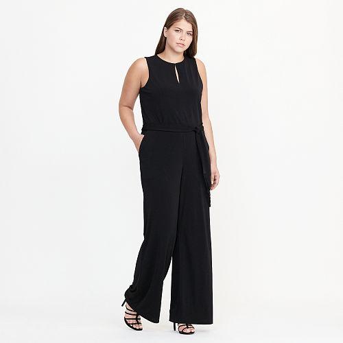 Ralph Lauren Lauren Woman Jersey Wide-leg Jumpsuit Black