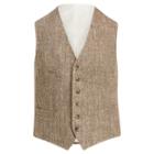 Polo Ralph Lauren Slub Herringbone Vest Brown And Tan