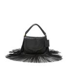Polo Ralph Lauren Fringed Leather Saddle Bag Black