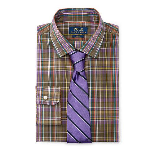 Polo Ralph Lauren Slim-fit Cotton Poplin Shirt Spruce/orange