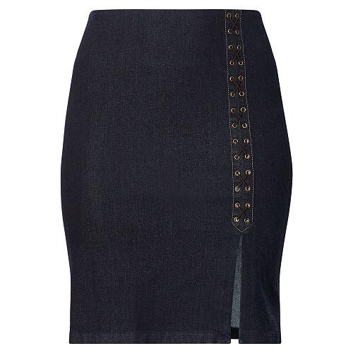 Ralph Lauren Lauren Woman Lace-up Denim Pencil Skirt Rinse Indigo