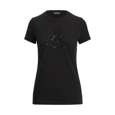 Ralph Lauren Beaded Lrl Jersey T-shirt Polo Black