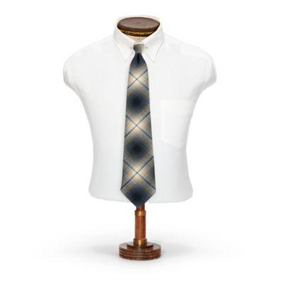 Ralph Lauren Handmade Plaid Cotton Tie Grey Blue Cream