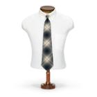 Ralph Lauren Handmade Plaid Cotton Tie Grey Blue Cream