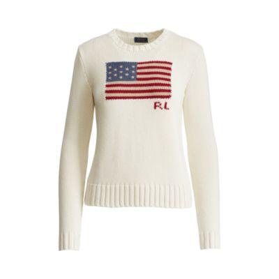 Ralph Lauren Flag Cotton Sweater Cream Multi