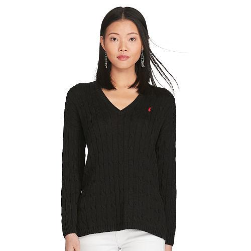 Polo Ralph Lauren Cable-knit Side-slit Sweater Polo Black