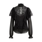 Ralph Lauren Lace Silk Chiffon Blouse Black