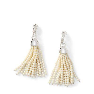 Ralph Lauren Tassel Earrings Silver/white Pearl