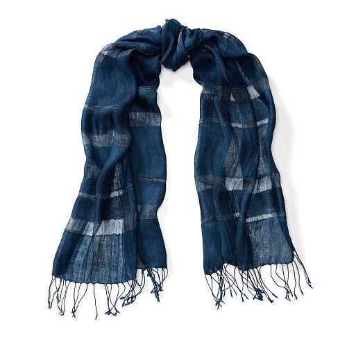Ralph Lauren Lauren Norah Metallic-stripe Scarf Channel Blue