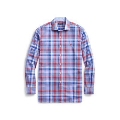 Ralph Lauren Classic Fit Plaid Cotton Shirt Blue/red Multi 1x Big