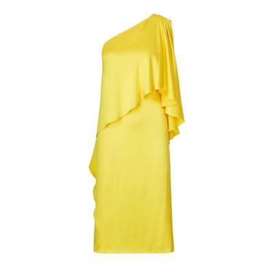 Ralph Lauren Lara Asymmetrical Silk Dress Canary Yellow