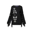 Ralph Lauren Fringed Silk-blend Sweater Black/vanilla