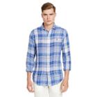 Polo Ralph Lauren Plaid Linen Sport Shirt Blue Multi/white