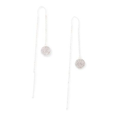 Ralph Lauren Pav Disc Threader Earrings Silver